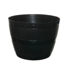Black 50cm Large Black Barrel Plant Pot Tub | Plastic Outdoor/Indoor Planter