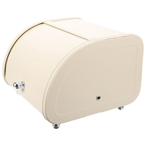 Space-Saving Carbon Steel Bread Container Beige Food Organizer