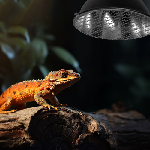 3Pz Guardalampada in Ferro Nero Per Terrario Con 2