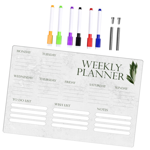 1 Set Reusable Weekly Write Board Desk Dry Erase Board With Pen