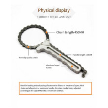 2X Automobile Engine Oil Filter Adjustable Chain Wrench for Key Oil Filter Removal and Installation