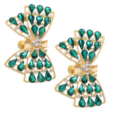 1Pair Elegant Green Alloy Bowknot Shoe Clips Accessories for Women