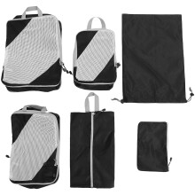 6Pcs Stylish Black Travel Packing Cubes Compression Storage Organizers