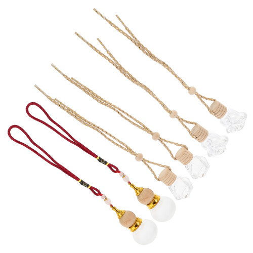 6Pcs Glass Car Hanging Diffuse Bottles Assorted Color Perfume Pendant