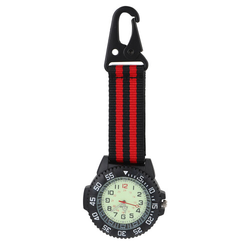 Red Carabiner Digital Dial Watch Nylon Strap Backpacker Watch