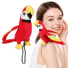 2Pcs Red Plush Shoulder Parrot Toy Pirate Costume Kids Accessory