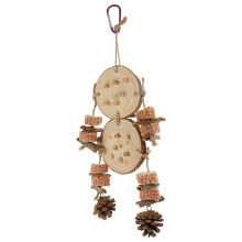 Colorful Wooden Parrot Chewing Toy Easy Use Hanging Pet Toy