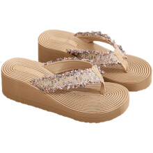1Pair Hotel Use Khaki Womens Sandals Breathable Fabric Wedge Slippers