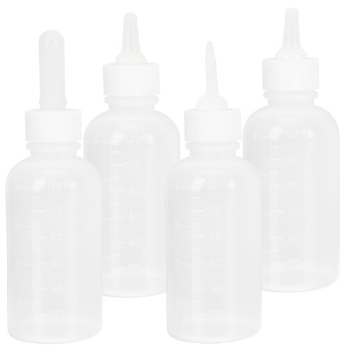 4Pcs White Portable Small Pet Feeding Bottles Reusable Nursing Set