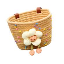 Detachable Boys Girls Bikes Front Handlebar Basket-khaki dots