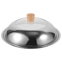 Stainless Steel Pot Lid With Wood Handle Reusable Multipurpose Cover