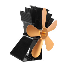5-Blade Fireplace Stove Fan Trapezoidal Base Gold
