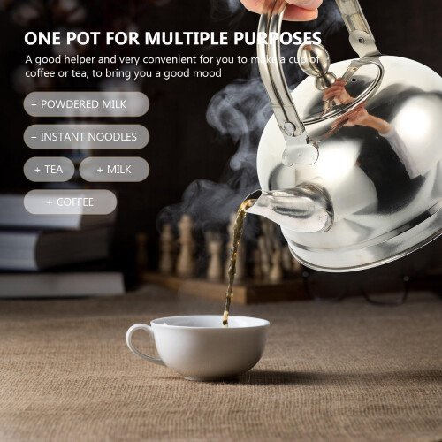 Handheld Stainless Steel Tea Kettle for Home Kitchen Use Silver 2