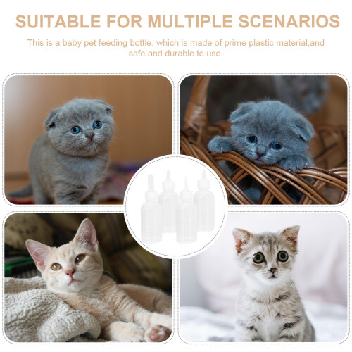 4Pcs White Portable Small Pet Feeding Bottles Reusable Nursing Set 2