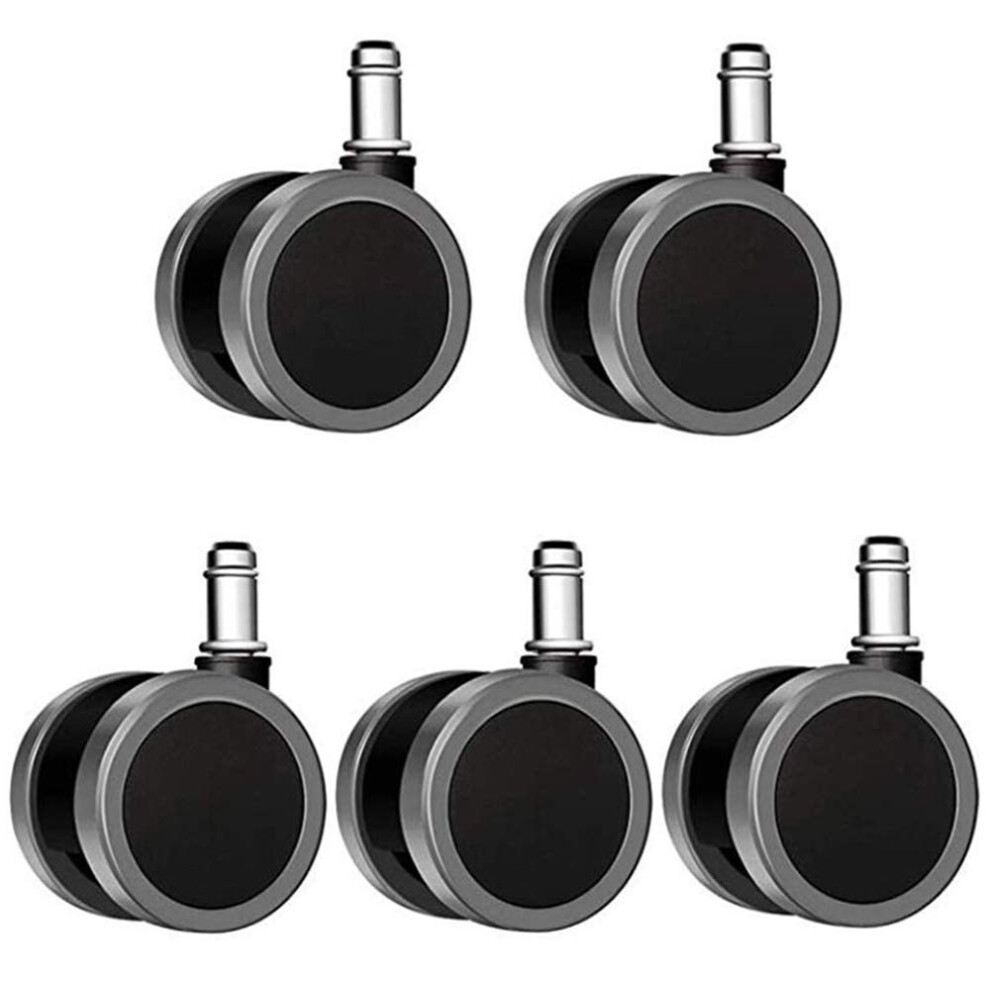 Office Chair Caster Wheels Heavy Duty Set Of 5 Quiet Rolling Pu Casters 360 Smooth Rotation Grey 9351714445597