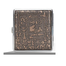 Egypt Style Metal Cigarette Case with Secure Elastic Straps, Compact Holder for 20 Cigarettes