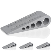 4 Pack Heavy Duty Rubber Door Stopper Wedge with Self Adhesive Holder for Floor and Wall Protection Grey