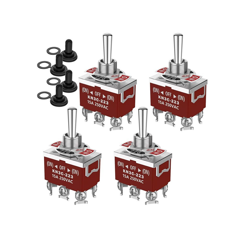 4Pcs Momentary Toggle ,Malicele Dpdt 6 Pin ()-Off-() Waterproof 30A 12V 15A 250V Ac Marine Toggle 4714124255524