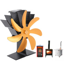 7-Blade 26oz Heat-Powered Stove Fan Aluminum Gold