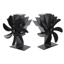 7-Blade Heat Powered Stove Fan Aluminum Black