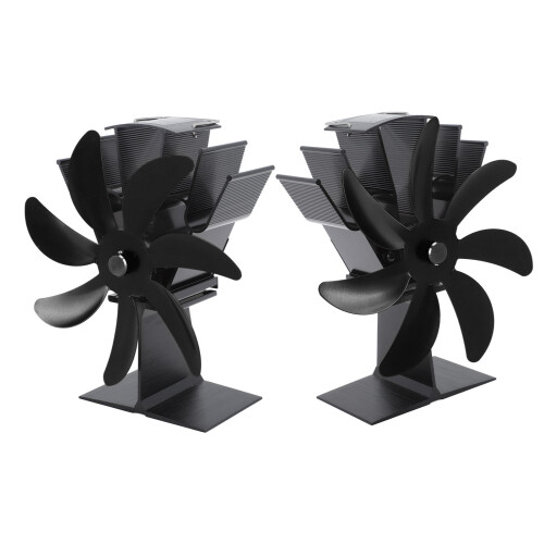 7-Blade Heat Powered Stove Fan Aluminum Black