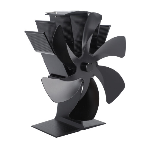 Vertical 6-Blade Aluminium Stove Fan, Black 26oz