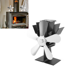 5 Blades Heat Powered Stove Fan, Silver Vertical