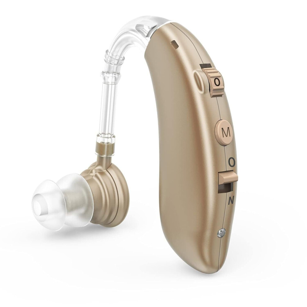 Brown Rechargeable Hearing Aids For Seniors With Digital Noise Reduction, Invisible Hearing Amplifier For Mild To Moderate Hearing Loss (Brown)