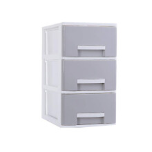 3 Drawer Lockable Desktop File Cabinet A4 Paper Storage Box for Office Desk Home Organizer Gray