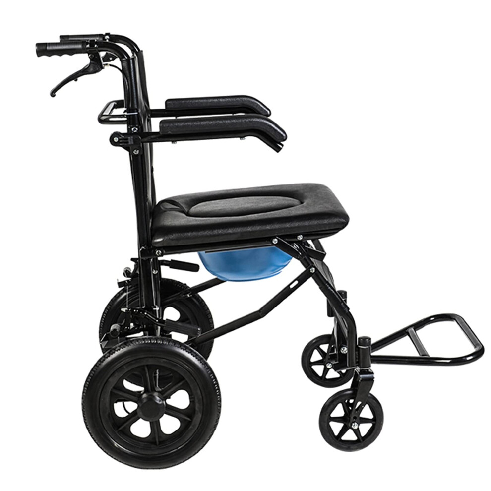 Foldable Wheelchair with Adjustable Armrests, Lightweight Commode Chair for Elderly and Disabled Seniors