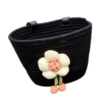 Soft Rope Woven Bicycles Basket Handlebar Basket Boys-Black