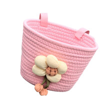 Panier de vélo tissé en corde souple, panier de guidon,-Rose