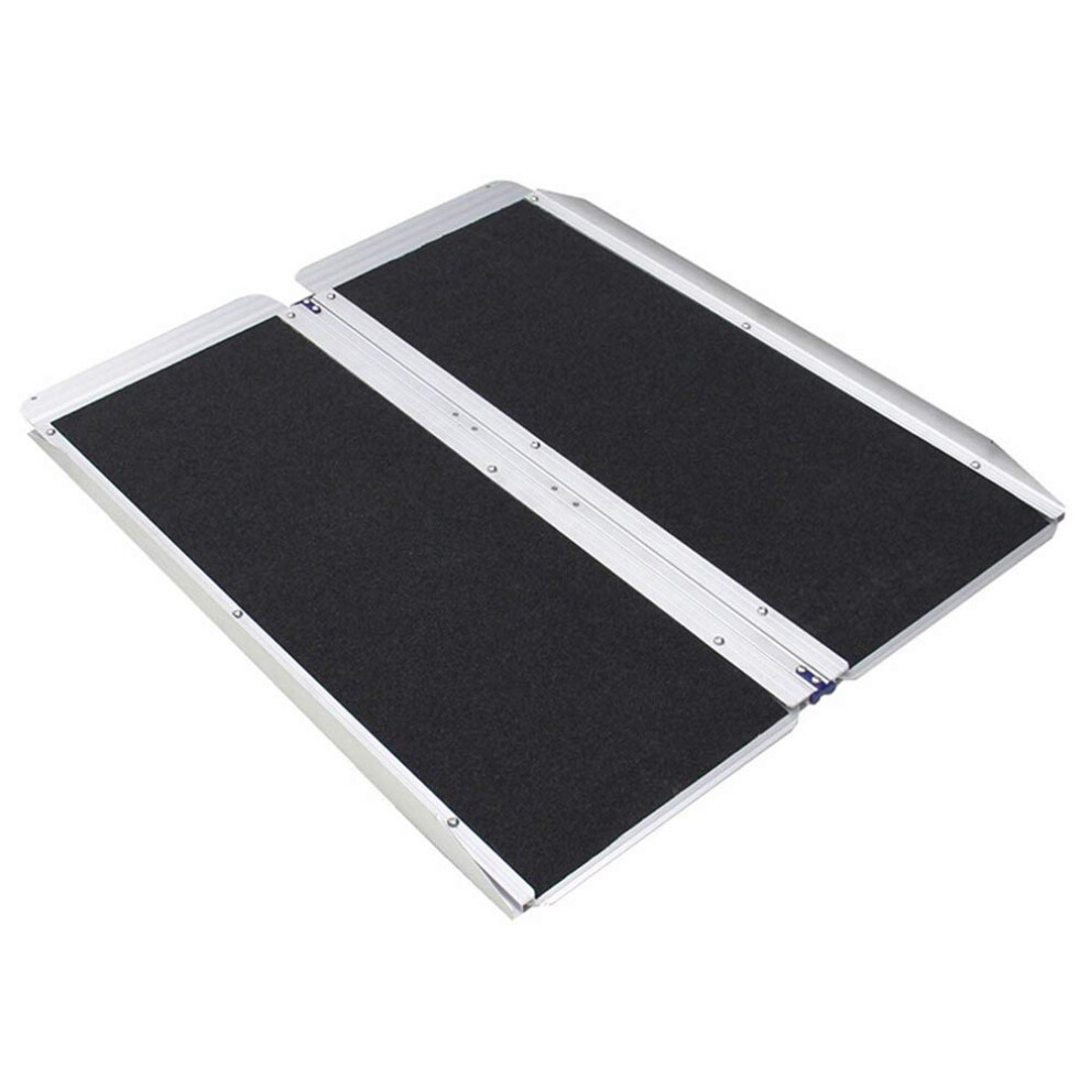 Portable Folding Aluminum Wheelchair Ramp with Handle, NonSlip Surface for Stairs, Steps, Doorways, 600lbs Capacity
