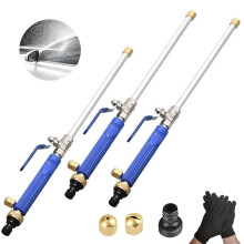 2 in 1 Pressure Hose Nozzle with Dual Spray Modes for Car Wash and Garden Cleaning 3PC Blue