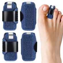 4 Pcs Blue Toe Straightener and Hammer Toe Corrector Splints, Adjustable Pain Relief Support Brace