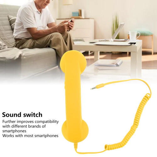 Retro Telephone Receiver 3.5mm Yellow ABS Wired 2
