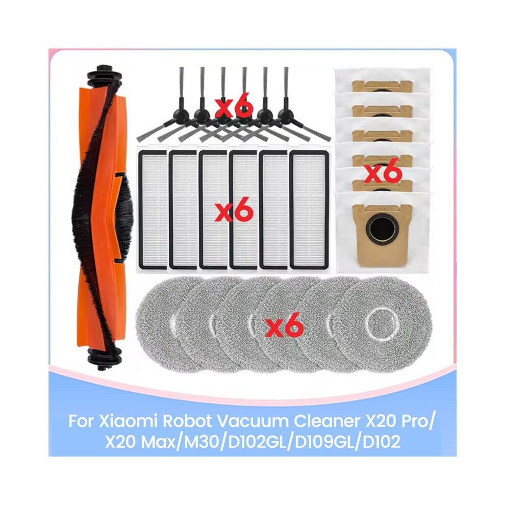 25Pcs For X20 Pro/X20 Max/M30/D102gl/D109gl/D102 Robot Vacuum Cleaner Spare Parts Brush Filter Mop Cloth Dust Bag 6032125165740