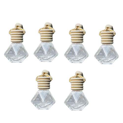6Pcs Hanging Glass Perfume Bottles Car Interior Aromatherapy Diffuser