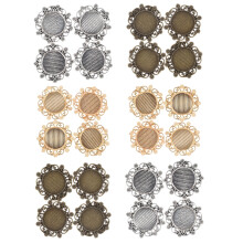 30Pcs Durable Alloy Pendant Trays Bezel Bases for DIY Necklace Jewelry
