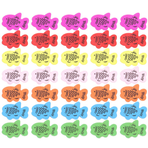 50Pcs Decorative Fish Shape Wooden Buttons Assorted