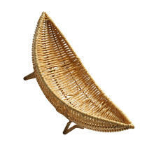 Coffee Woven Rattan Fruit Basket Multipurpose Storage Tray