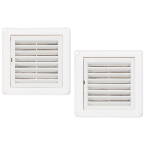 2Pcs Durable White Plastic Exhaust Vent Cover Louvered Exterior Wall