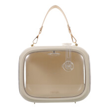 Portable Beige Plastic Bird Carrier Cage for Small Parrots Travel