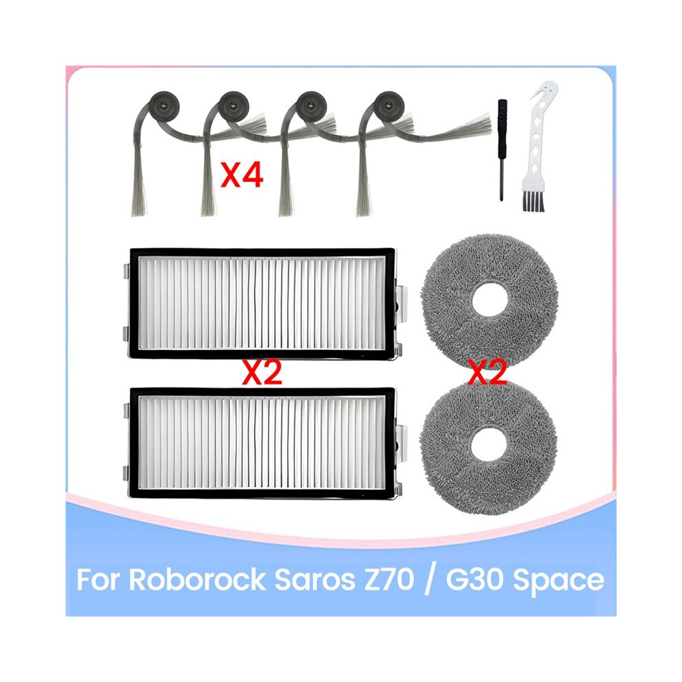 10Pcs Replacement Parts For Saros Z70 / G30 Space Robot Vacuum Attachments Side Brushes Hepa Filters Mop Pads 6033000145611