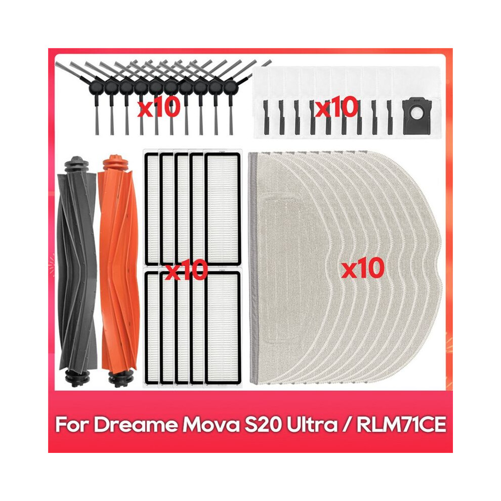 42Pcs Brush Filter Dust Bag Mop Cloth Kit For Mova S20 Ultra/Rlm71ce Vacuum Cleaner Replacement Parts 6031974534554