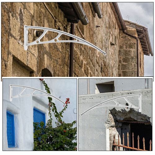 White PVC Awning Bracket Reinforced Support for Door Window Patio 2