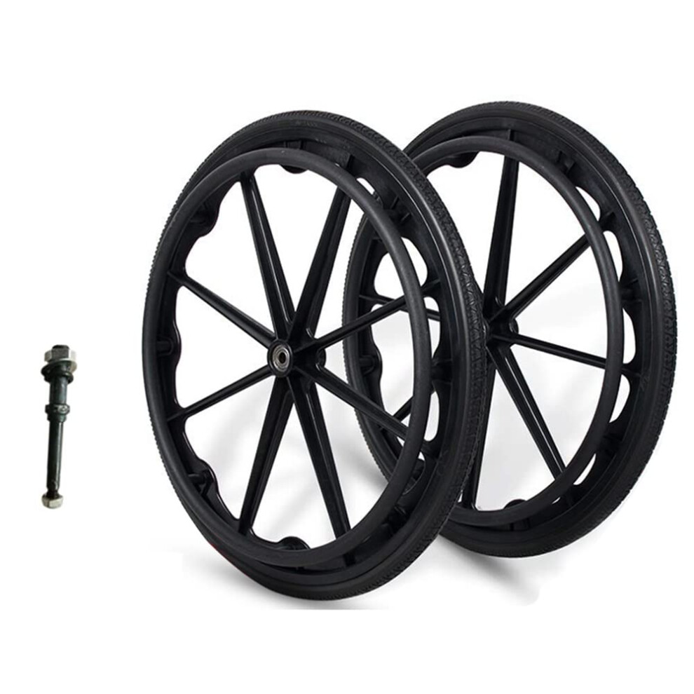 24 Inch Wheelchair Rear Wheels Set, Heavy Duty Solid NonâInflatable Tires with Nylon Hub and Smooth Precision Bearing