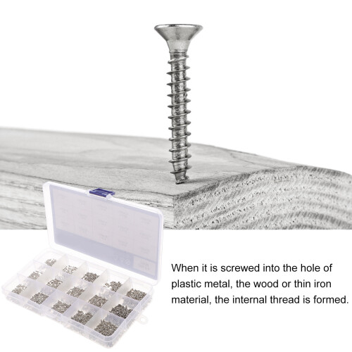 1Set Silver Self-Tapping Screws Kit Carbon Steel Assortment for DIY 1