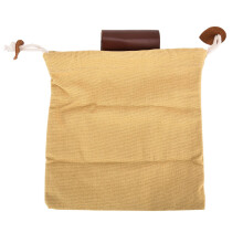 Leather Canvas Foraging Pouch Collapsible Belt Fruit Picking Bag with Drawstring for Camping Gardening (Khaki)