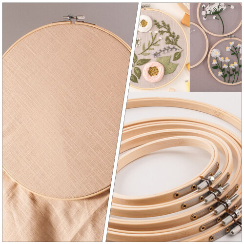 5Pcs Bamboo Embroidery Hoops Assorted Colors Durable DIY Craft Rings 2